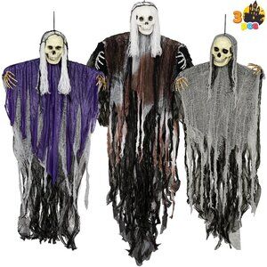 JOYIN Set 3 Halloween Hanging Grim Reaper Skeleton Fly Haunted House Yard Decor
